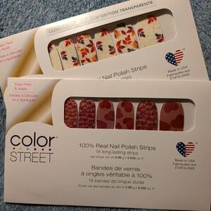 Color Street Nail Polish Strips - Fall Leaves And Valentine's Hearts Set Of 2